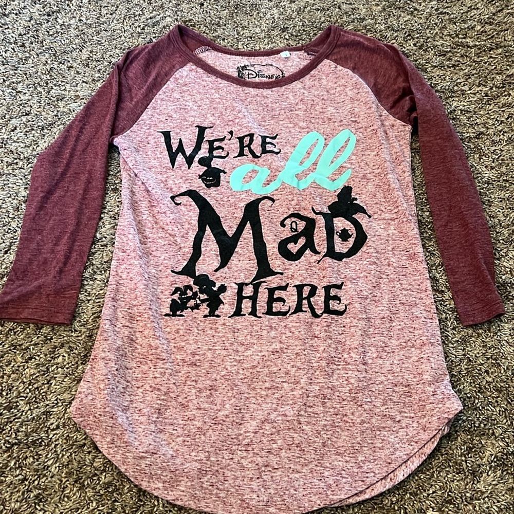 Disney Maroon and Pink Raglan Top